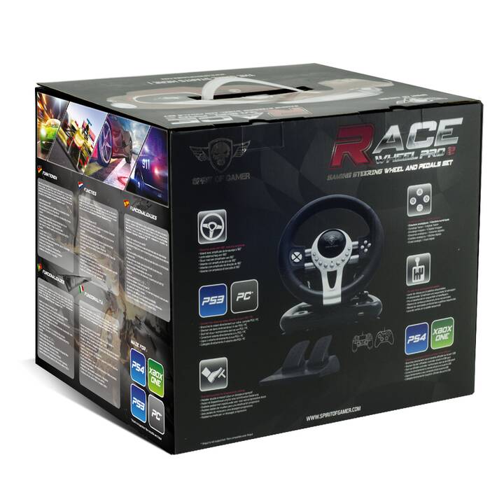 SPIRIT OF GAMER Race Wheel Pro 2 Volant et pédales (Argent, Noir)