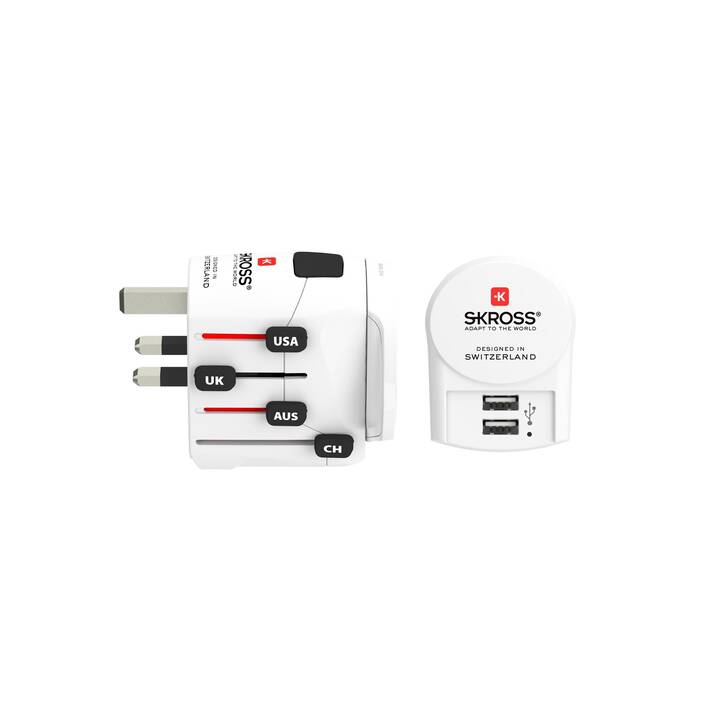 SKROSS Adattatore viaggio PRO+ USB (Europa, Regno Unito, Brasile, Italia, USA, Australia, Svizzera, China / Europa, Regno Unito, Giappone, Brasile, Italia, USA, Australia, China, Svizzera)