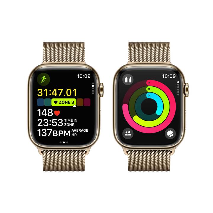 APPLE Watch Series 9 GPS + Cellular (45 mm, Edelstahl, 4G)