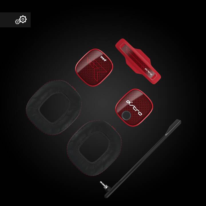 LOGITECH A40 TR Headset + MixAmp Pro TR (Over-Ear, Rot, Silber, Schwarz)
