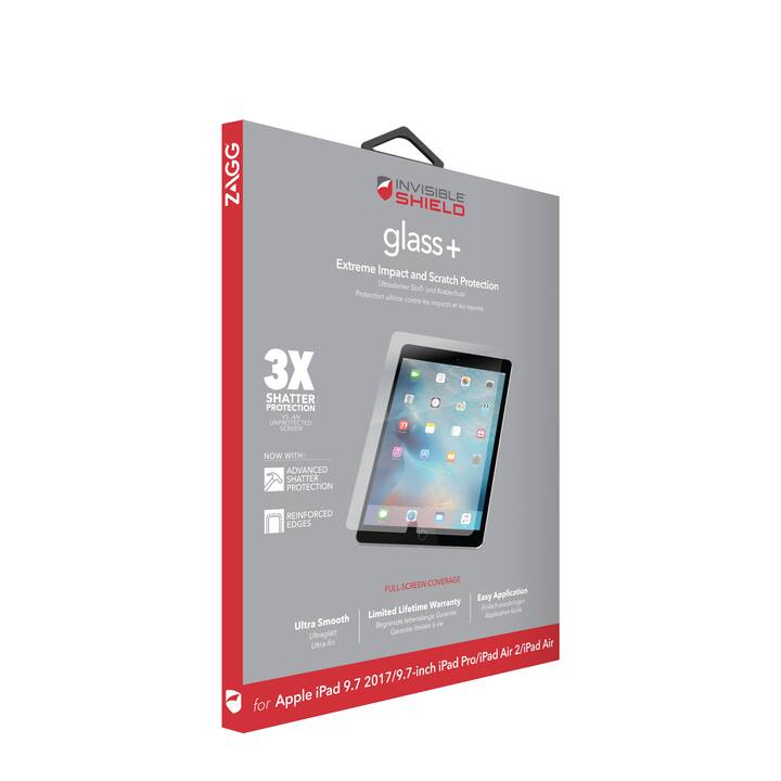 ZAGG GlassPlus Bildschirmfolie (9.7", iPad (5. Gen. 2017), iPad Air (2013), iPad Air 2 (2014), Transparent)
