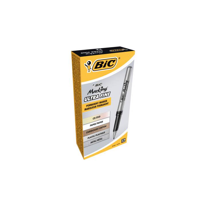 BIC Permanent Marker Ultra Fine (Schwarz, 12 Stück)