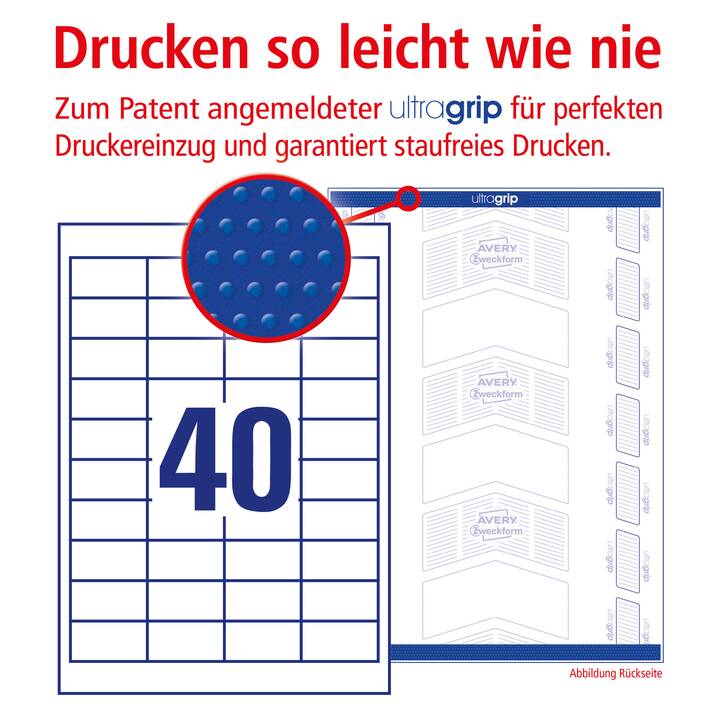 AVERY ZWECKFORM Druckeretikettenbogen (48.5 x 25.4 mm)