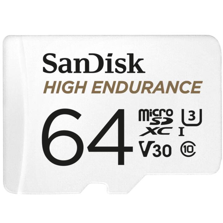 SANDISK MicroSDXC UHS-I High Endurance (Class 10, 64 GB, 100 MB/s)