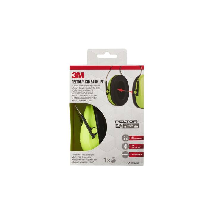 3M Cuffie antirumore per bambini Peltor Kid (Verde fluo)