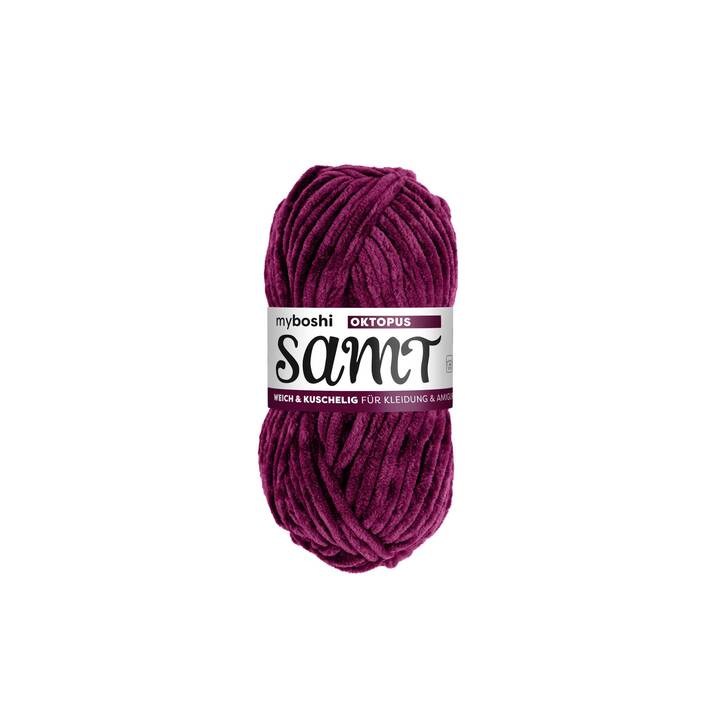 MYBOSHI Wolle Chenille Samt (100 g, Violett, Bordeaux, Rot)