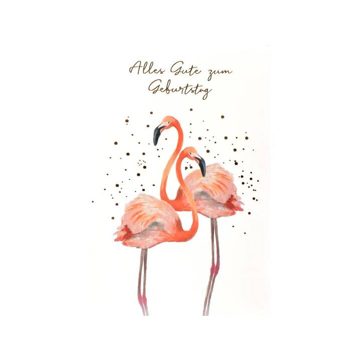 ABC Carte de vœux Flamingo (Anniversaire, B6, Rose)
