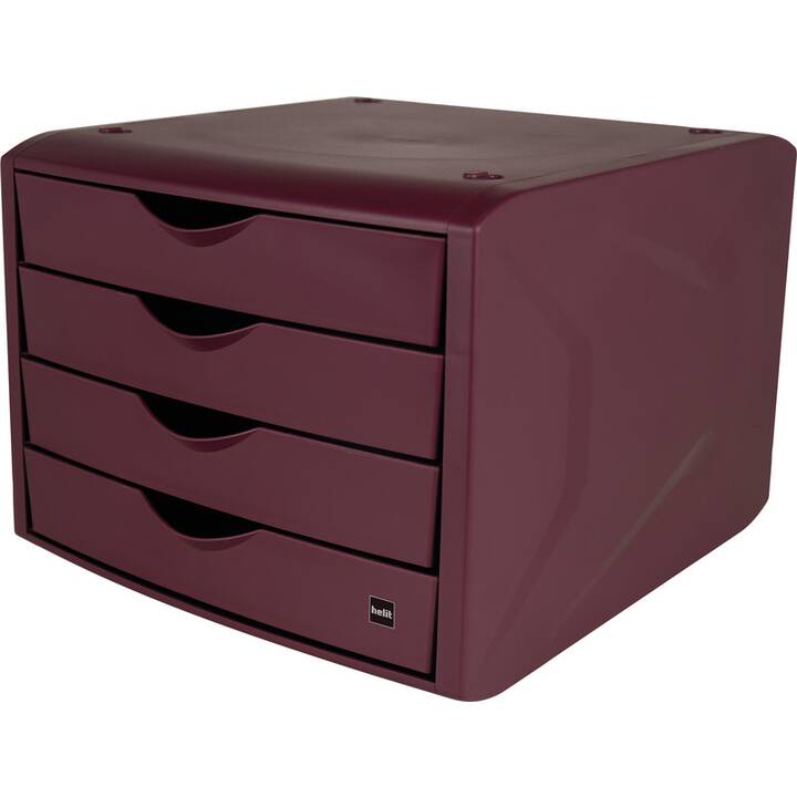 HELIT Büroschubladenbox (A4, 260 mm  x 330 mm  x 212 mm, Rot)
