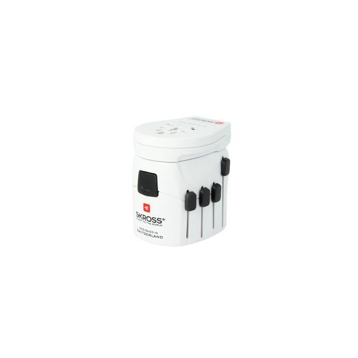 SKROSS Reiseadapter 1.302539 PRO-World & USB (7A) (Schweiz, Europa, Vereinigtes Königreich, Brasilien, Italien, Australien, China / Weltweit)
