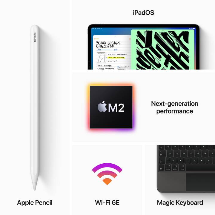 APPLE iPad Pro Wi‑Fi 2022 6. Gen. (12.9", 128 GB, Gris sidéral)