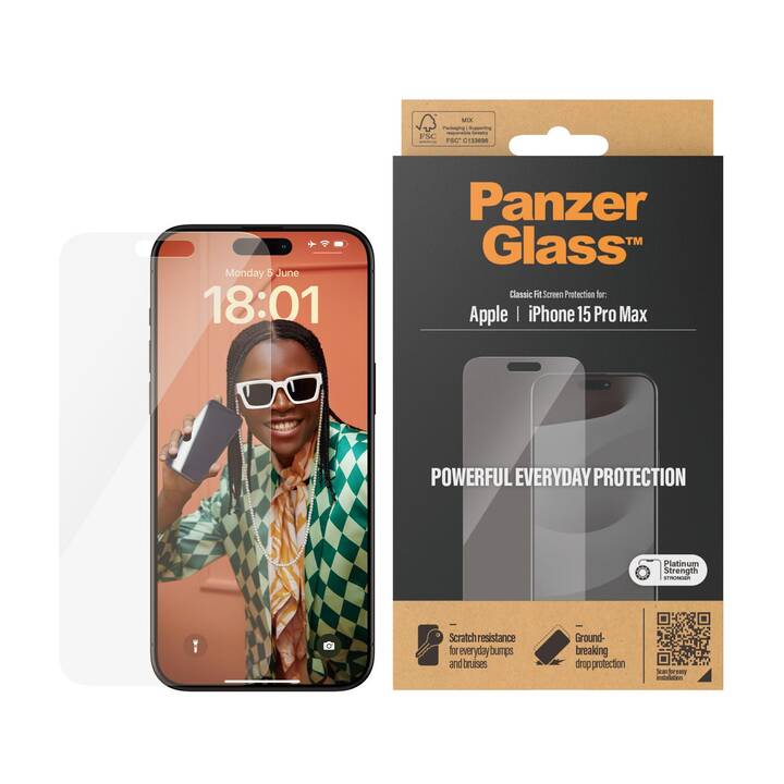 PANZERGLASS Verre de protection d'écran (iPhone 15 Pro Max)