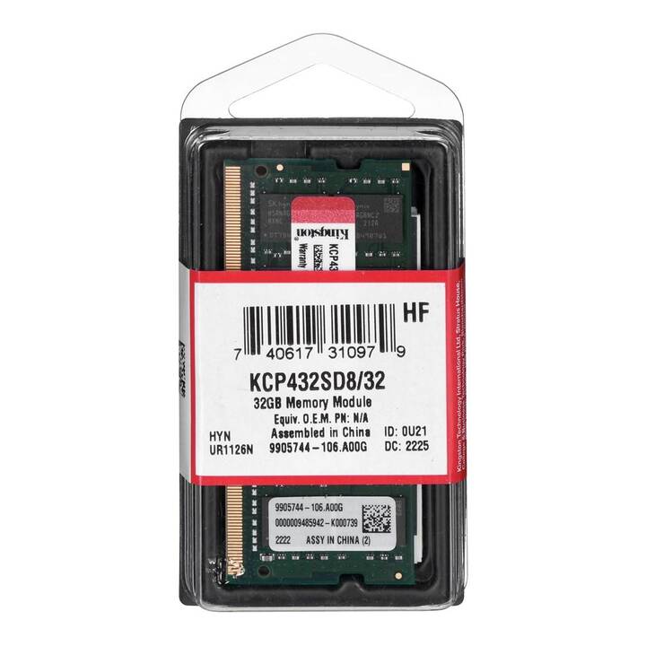 KINGSTON TECHNOLOGY ValueRAM KCP432SD8 (1 x 32 Go, DDR4 3200 MHz, SO-DIMM 260-Pin)