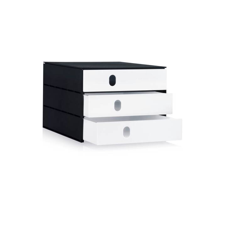 STYRO Büroschubladenbox Pro (C4, 24.3 cm  x 33.5 cm  x 20 cm, Schwarz, Weiss)