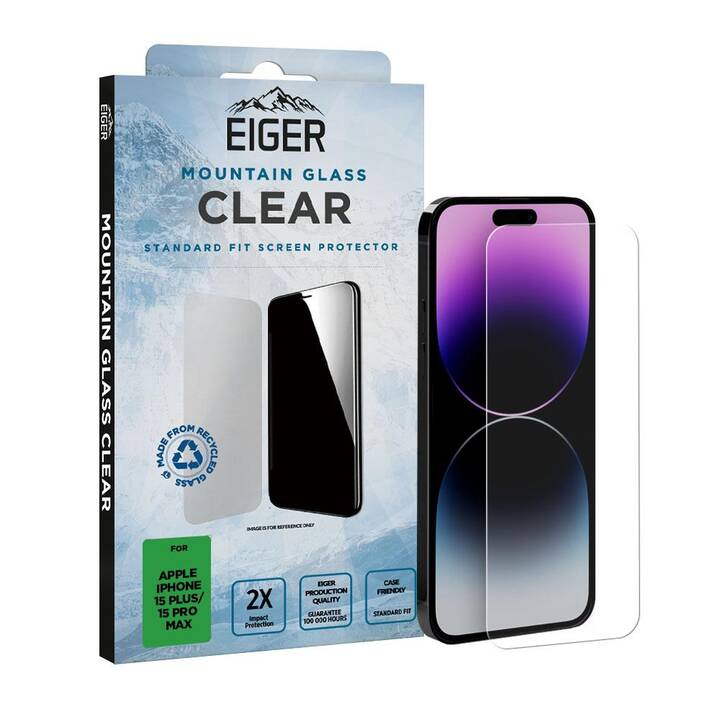 EIGER Verre de protection d'écran Mountain Glass (iPhone 15 Pro Max, iPhone 15 Plus)