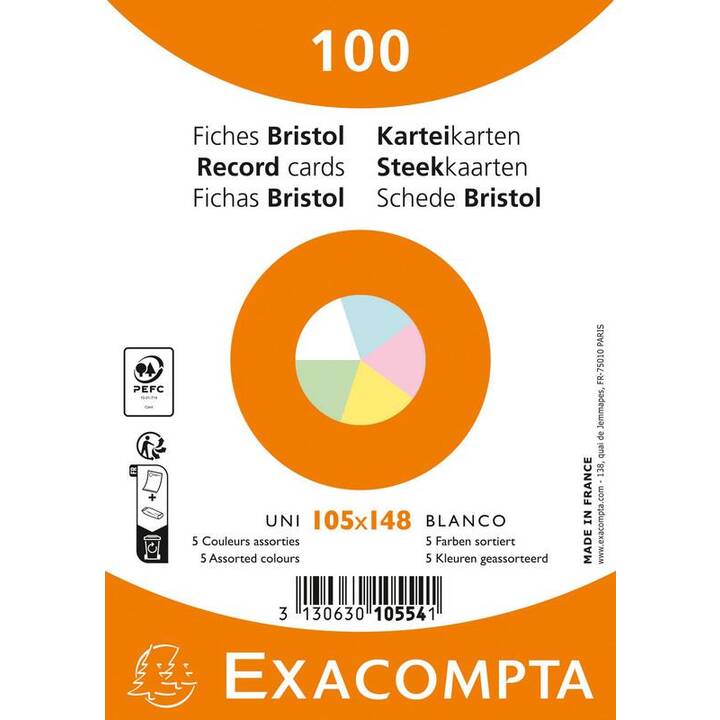 EXACOMPTA Cartes-fiches (A6, 100 pièce)