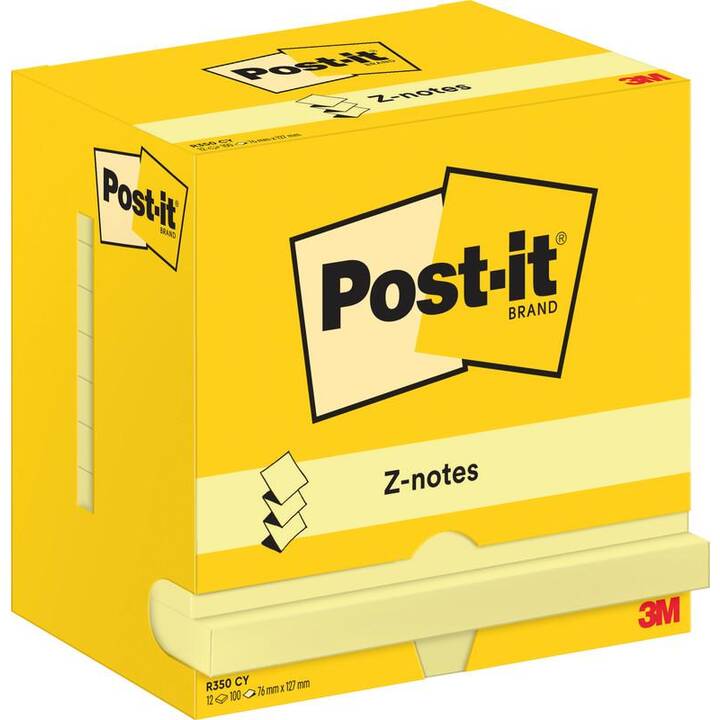 POST-IT Haftnotizen Z-Notes (12 x 100 Blatt, Gelb)