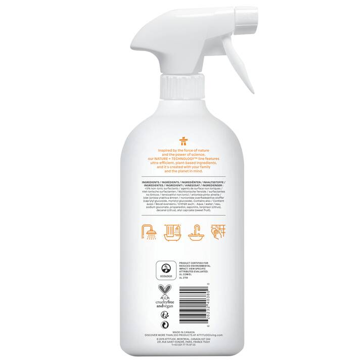 ATTITUDE Produit de nettoyage pour salle de bain Nature + Technology (800 ml)
