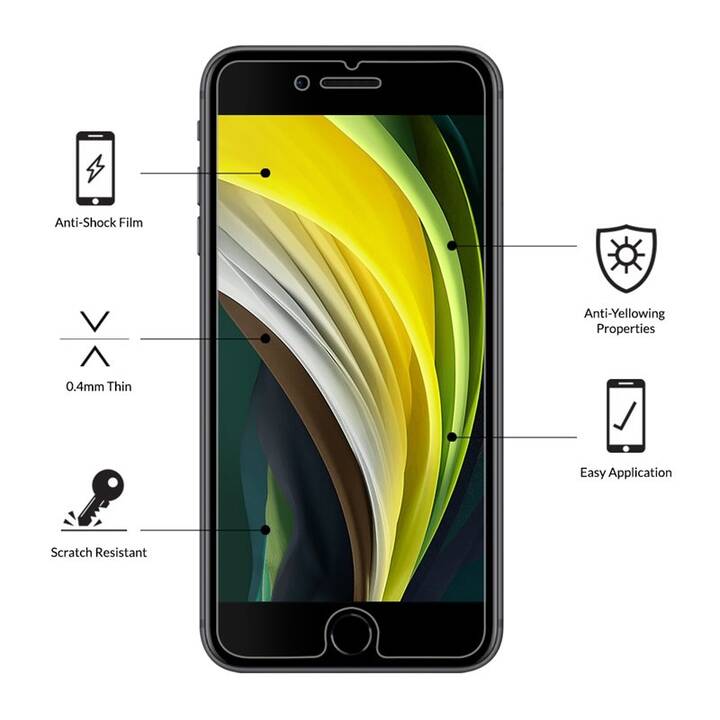 EIGER Displayschutzfolie (iPhone 7, iPhone SE 2020, iPhone 8, 1 Stück)