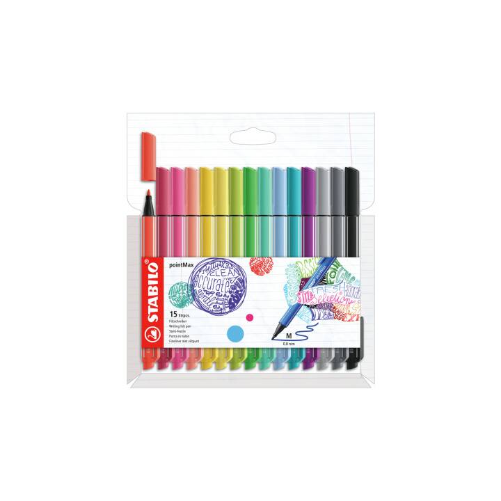 STABILO PointMax Penna a fibra (Colori assortiti, 15 pezzo)