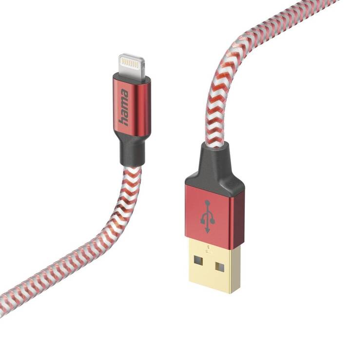 HAMA Reflective Câble (USB 2.0, Lightning, USB de type A, 1.5 m)