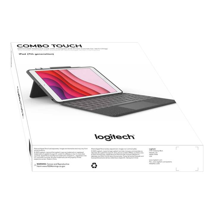 LOGITECH Combo Touch Type Cover / Tablet Tastatur (10.2", iPad Gen. 8 2020, Paperwhite 7. Gen., Graphit)