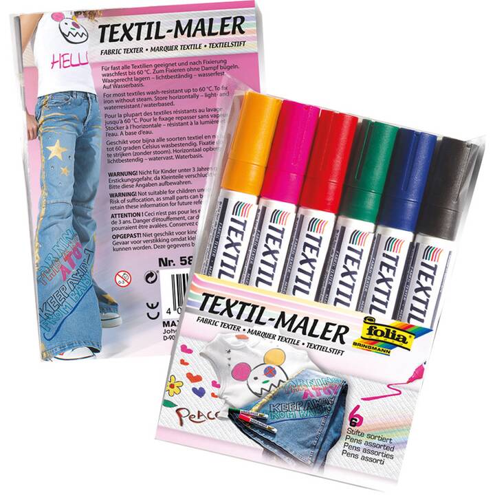 FOLIA Textilmarker (Mehrfarbig, 6 Stück)