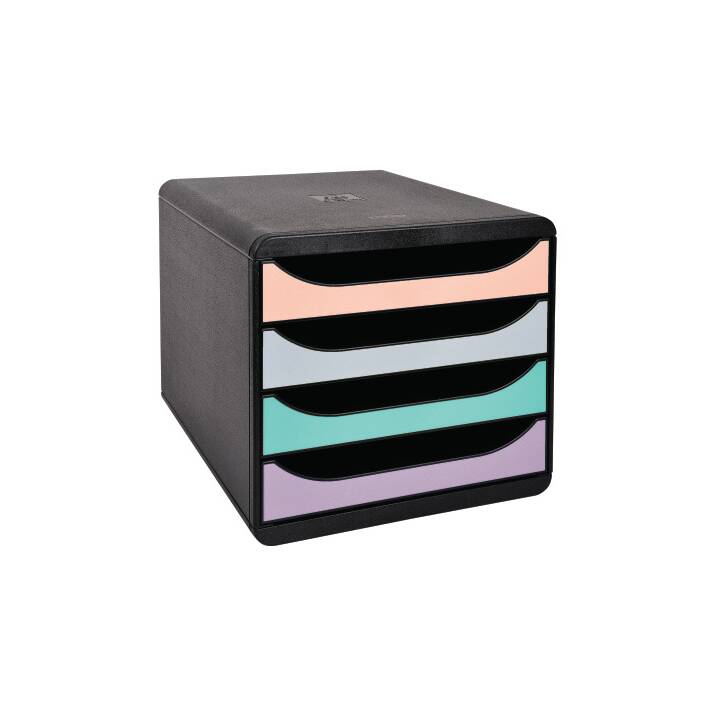 EXACOMPTA Boite à tiroirs de bureau Aquarel (A4+, 278 mm  x 347 mm  x 267 mm, Noir, Multicolore)