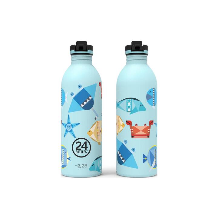 24BOTTLES Bottiglia per bambini Urban Sea Friends (0.5 l, Blu chiaro, Multicolore)