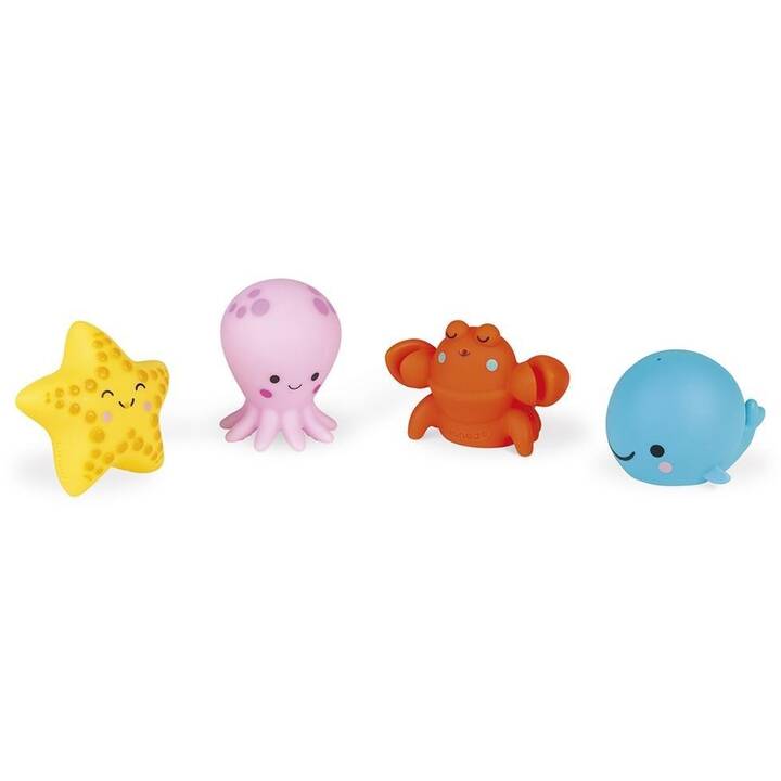 JANOD Set de jouets de bain (Etoile de mer, Baleine, Seiche)