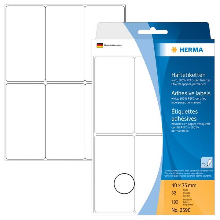 HERMA Feuilles d'étiquettes d'imprimante (75 x 40 mm)