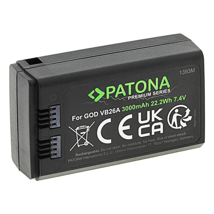 PATONA Godox Premium Accumulatore per camere (Agli ioni di litio, 3000 mAh)