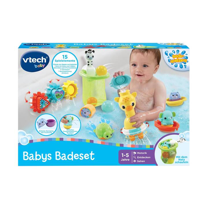 VTECH Set de jouets de bain (Giraf, Tortue, Zèbre, Hippopotame, Éléphant)