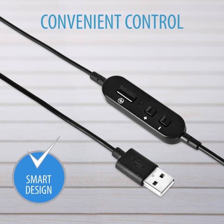 VIDEOSEVEN Casque micro de bureau Essentials USB Stereo-Headset (On-Ear, Câble, Noir)