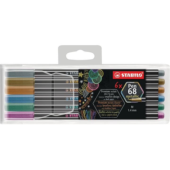 STABILO Filzstifte Pen 68 Metallic Crayon feutre (Multicolore, 6 pièce)
