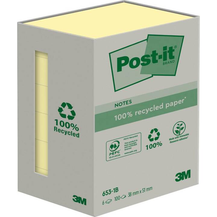 POST-IT Notes autocollantes (6 x 100 feuille, Jaune)