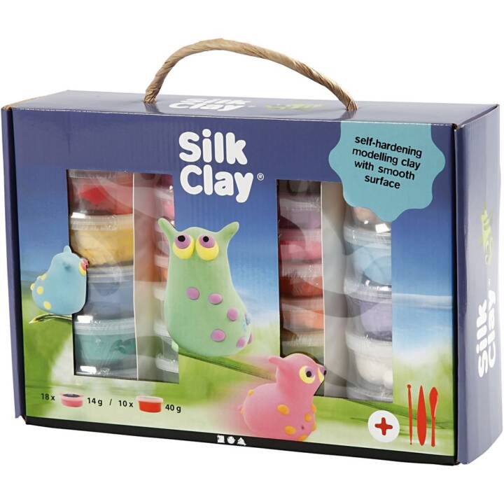 CREATIV COMPANY Pâte à modeler Silk Clay Set (650 g, Multicolore)