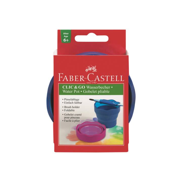 FABER-CASTELL Bicchiere Clic & Go (10 cm x 10 cm, Blu)