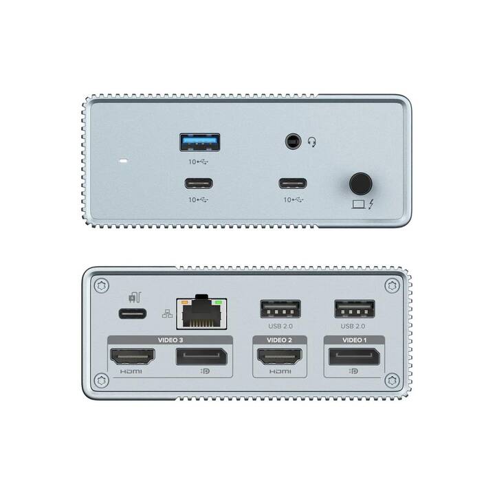 HYPER Stations d'accueil Hyper GEN2 12-in-1 (2 x HDMI, 2 x Port écran, USB 3.1 Gen 2 Typ-A, 2 x USB 3.1 Gen 2 Typ-C, RJ-45 (LAN), 2 x USB 2.0 de type A)