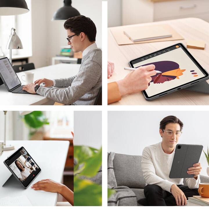 LOGITECH Combo Touch - QWERTZ Type Cover / Tablet Tastatur (12.9", iPad Pro (6. Gen. 2022), iPad Pro (5. Gen. 2021), Grau)