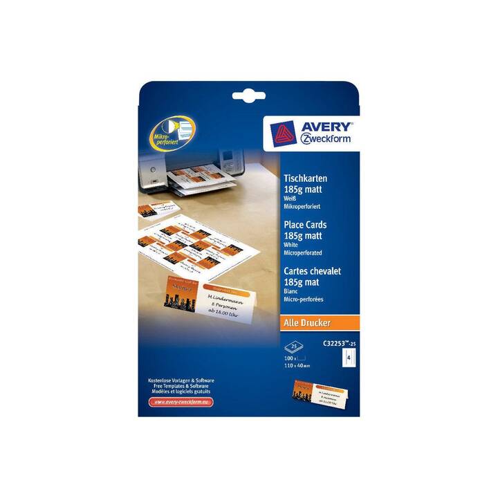 AVERY ZWECKFORM Tent Card (40 x 110 mm)