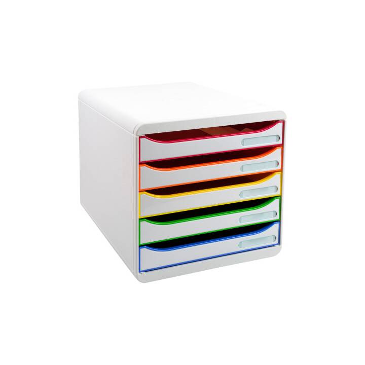 BIELLA Boite à tiroirs de bureau (A4, 27.1 cm  x 34.7 cm  x 55 cm, Multicolore, Blanc)