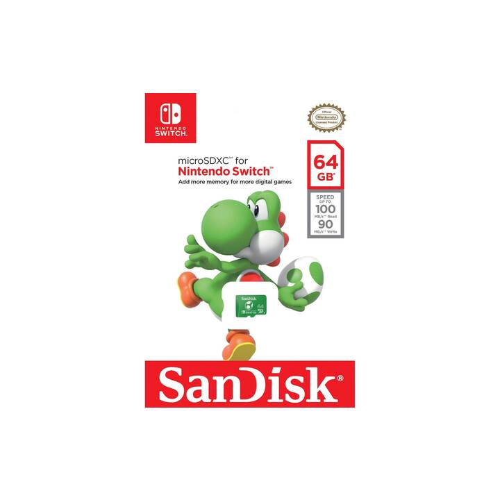 SANDISK MicroSDXC Nintendo Switch U3 (UHS-I Class 1, Class 10, 64 Go, 100 Mo/s)