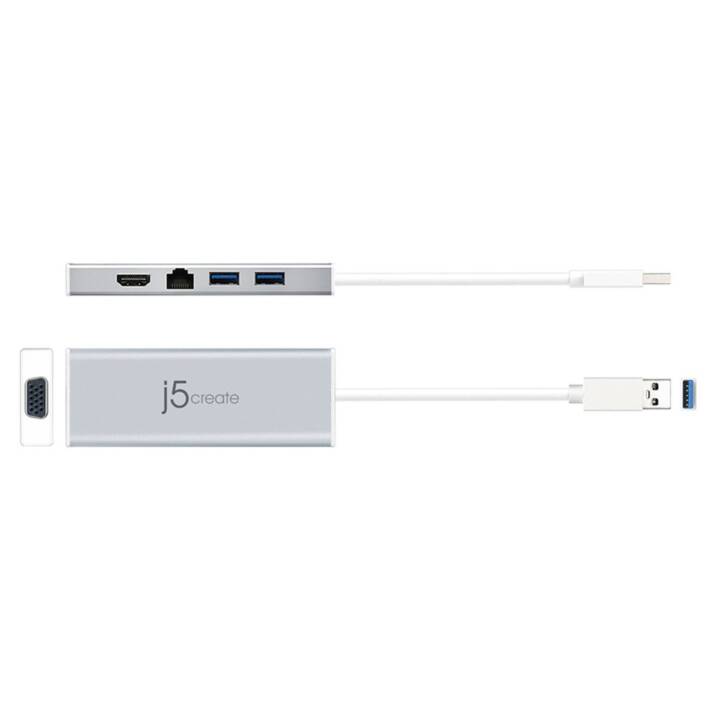 J5 CREATE Stations d'accueil JUD380 (HDMI, VGA, 2 x USB 3.0 de type A, RJ-45 (LAN))
