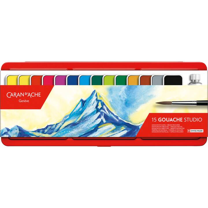 CARAN D'ACHE Colore dell'acqua Gouache Studio Set (15 pezzo, Multicolore)