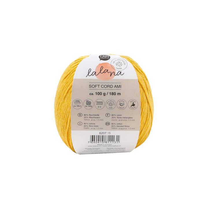 LALANA Wolle Soft Cord Ami (100 g, Gelb)