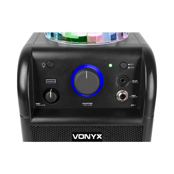 VONYX Karaoke SBS50B-PLUS (50 W, PA-Lautsprecher, Schwarz, Mehrfarbig)