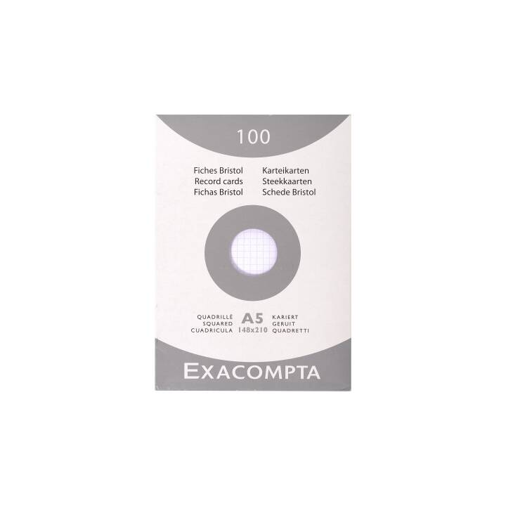 EXACOMPTA X13208E Karteikarten (A5, Weiss, Kariert, 100 Stück)