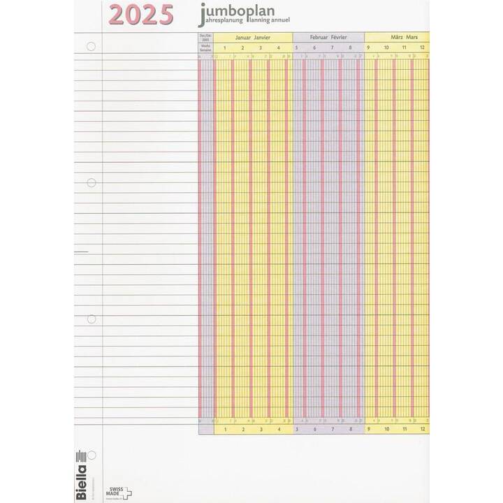 BIELLA Calendario famiglia e calendario di compleanni Jumbo 2025