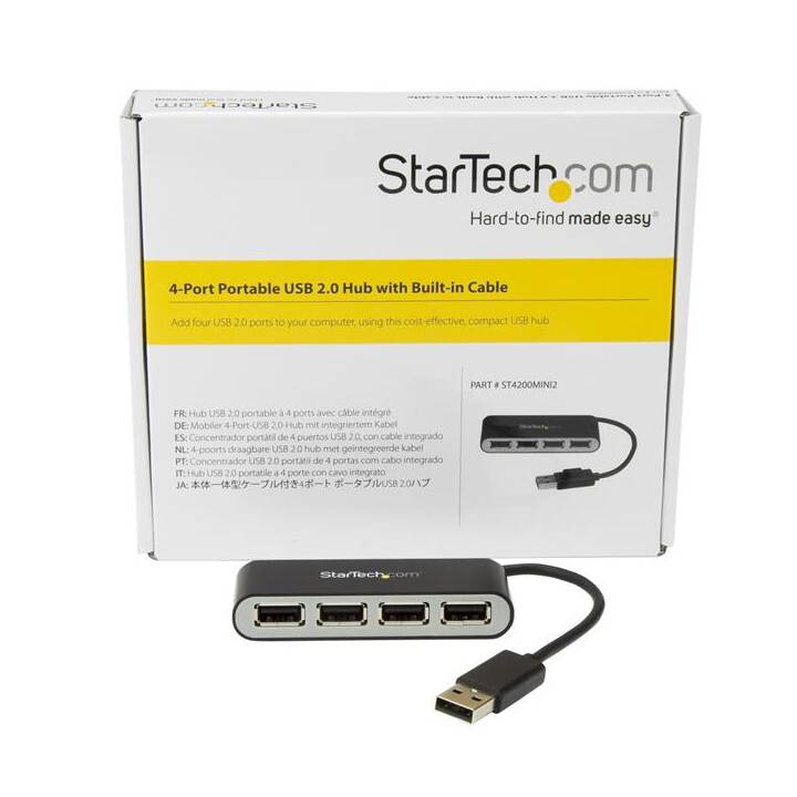 STARTECH.COM 4 porte USB 2.0 Hub Mobile, nero