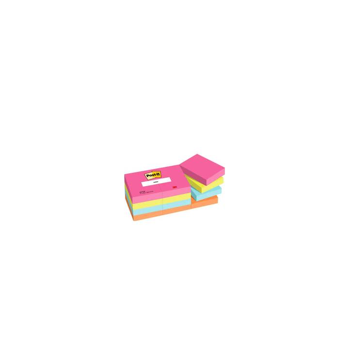 POST-IT Notes autocollantes Poptimistic Collection (12 x 100 feuille, Jaune, bleu clair, Orange, Pink)